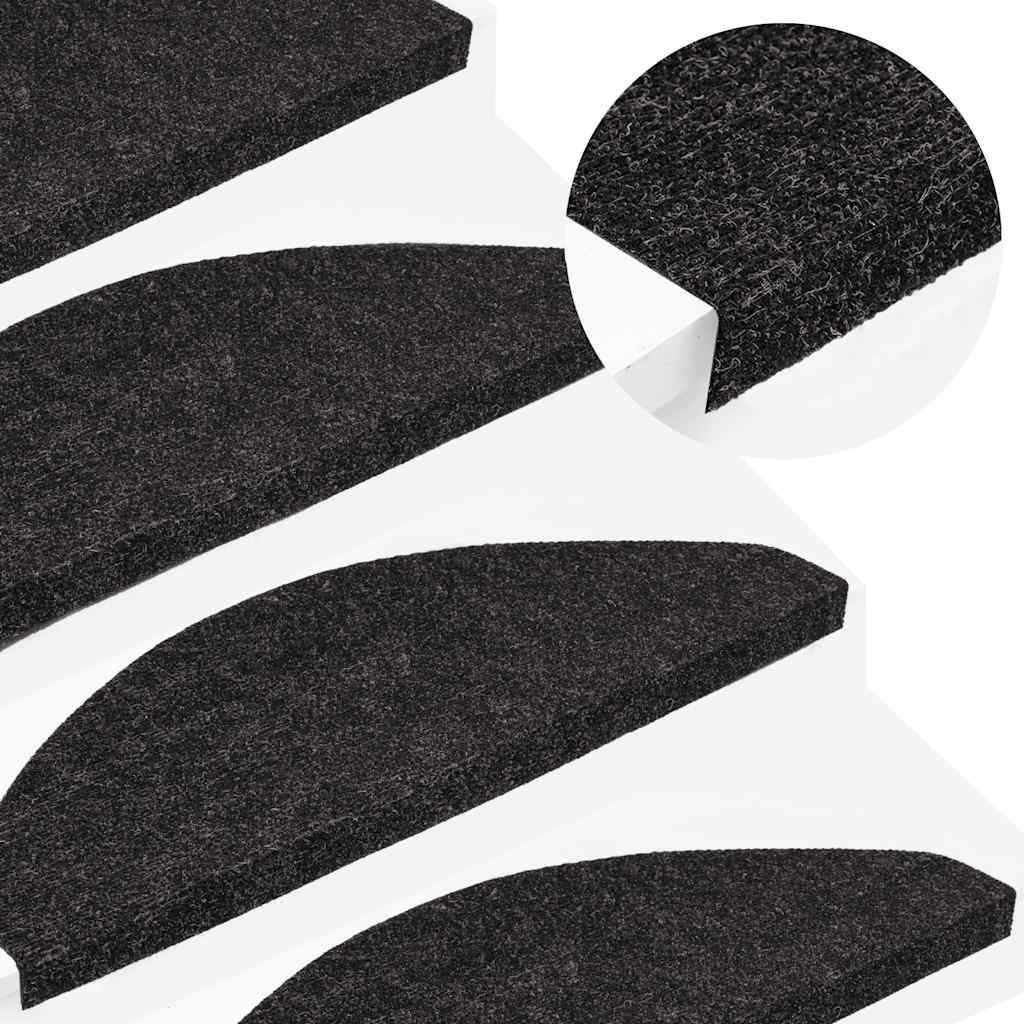 Stair Mats Self-adhesive 10 pcs Anthracite 65x22,5x3,5 cm