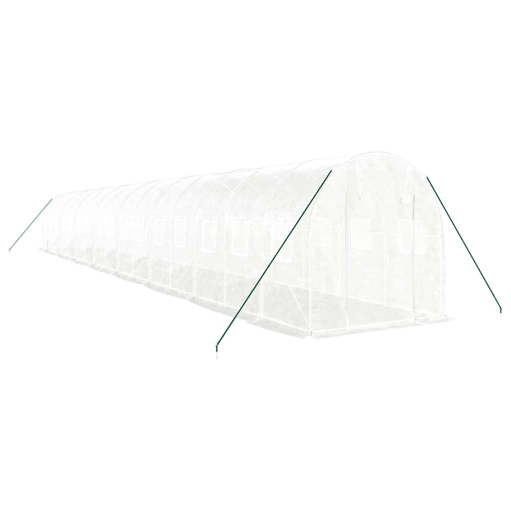 Greenhouse with Steel Frame White 32 m² 16x2x2 m