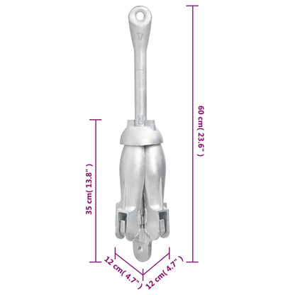 Folding Anchor Silver 8 kg Hot Dip Galvanized Cast Iron