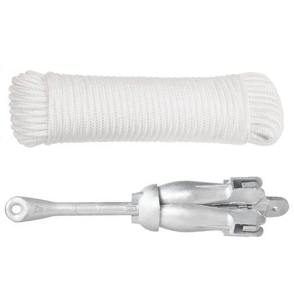 Folding Anchor with Rope Silver 8 kg Hot Dip Galvanized Cast Iron