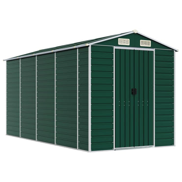 Garden Shed Green 191x385x198 cm Galvanised Steel