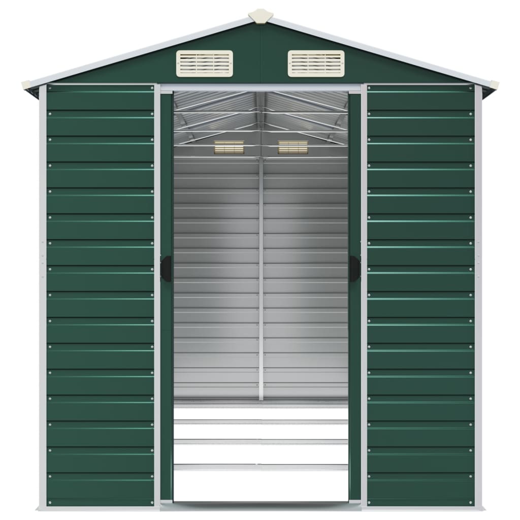 Garden Shed Green 191x385x198 cm Galvanised Steel