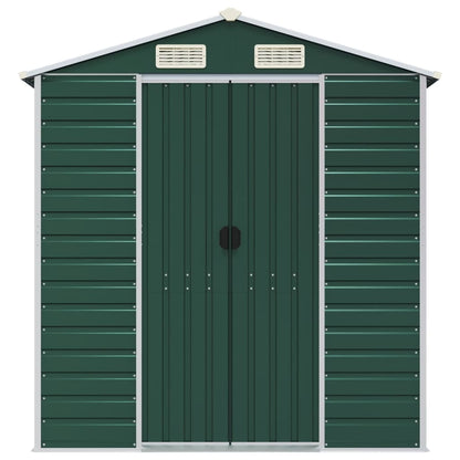 Garden Shed Green 191x470x198 cm Galvanised Steel