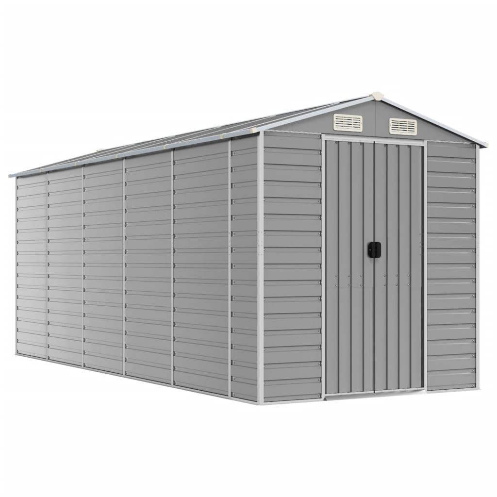 Garden Shed Light Grey 191x470x198 cm Galvanised Steel