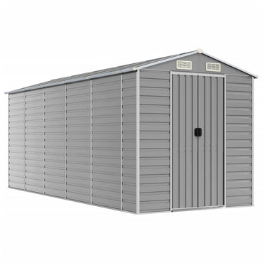 Garden Shed Light Grey 191x470x198 cm Galvanised Steel