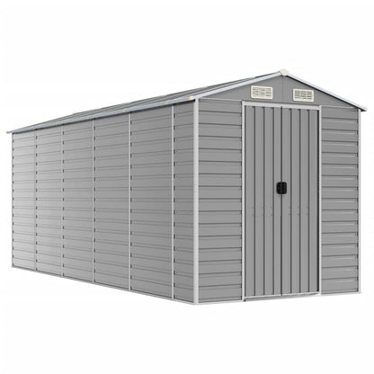 Garden Shed Light Grey 191x470x198 cm Galvanised Steel