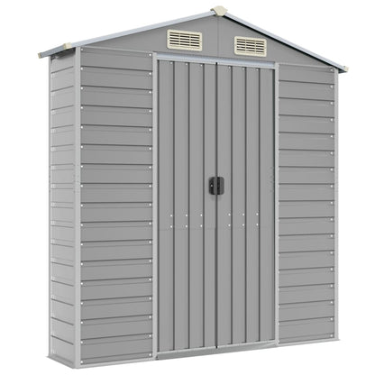 Garden Shed Light Grey 191x470x198 cm Galvanised Steel