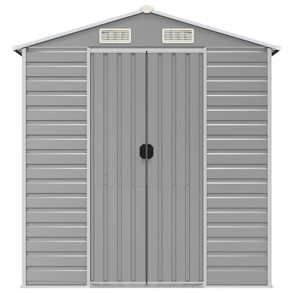 Garden Shed Light Grey 191x555x198 cm Galvanised Steel