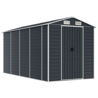 Garden Shed Anthracite 191x385x198 cm Galvanised Steel