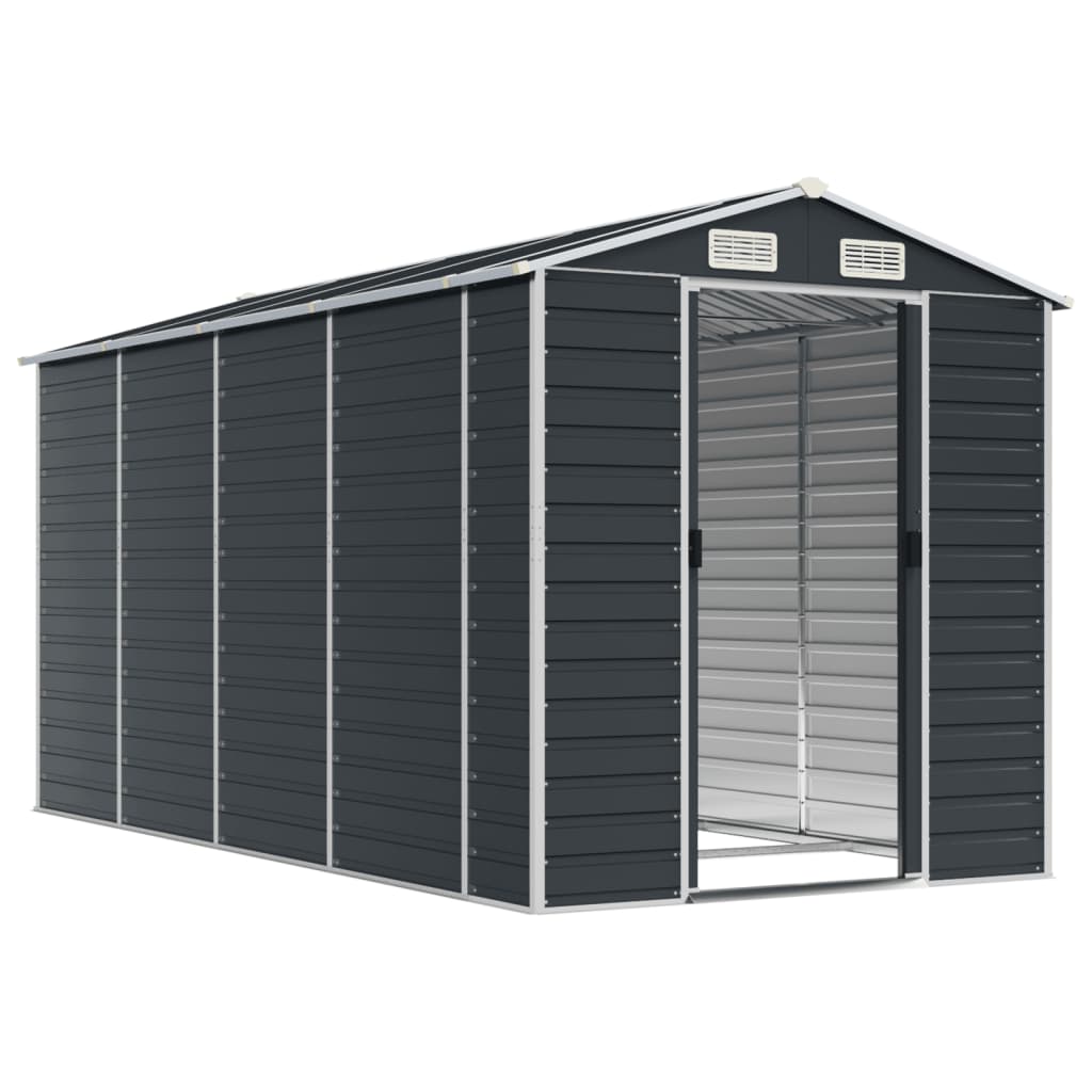 Garden Shed Anthracite 191x385x198 cm Galvanised Steel