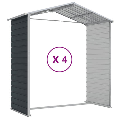 Garden Shed Anthracite 191x385x198 cm Galvanised Steel