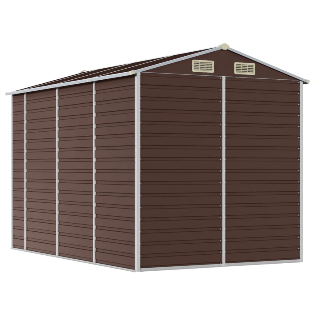 Garden Shed Brown 191x300x198 cm Galvanised Steel