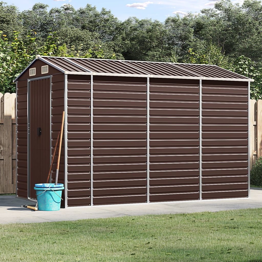 Garden Shed Brown 191x300x198 cm Galvanised Steel