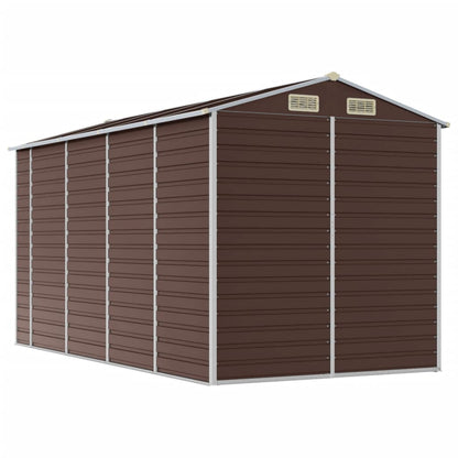 Garden Shed Brown 191x385x198 cm Galvanised Steel