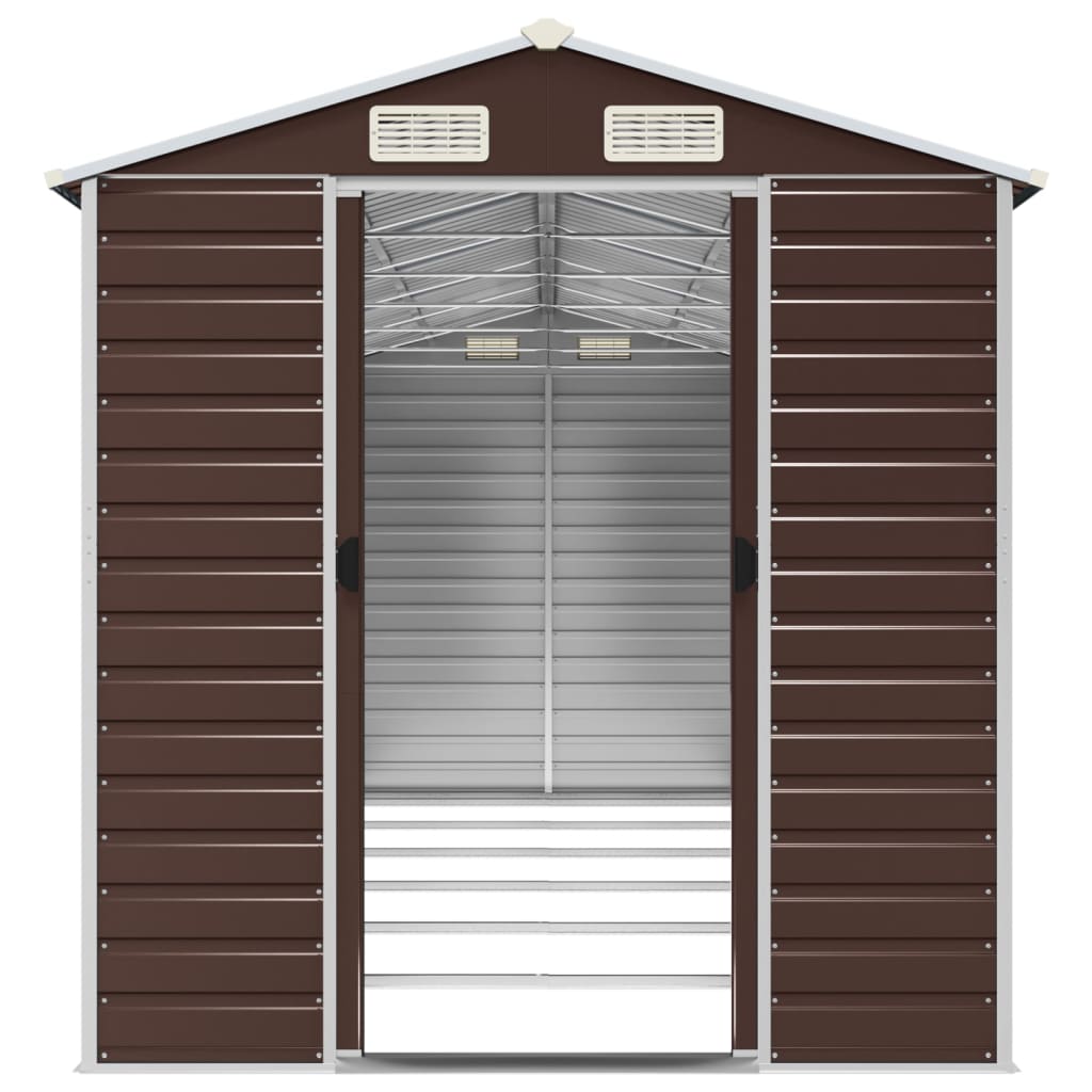 Garden Shed Brown 191x555x198 cm Galvanised Steel