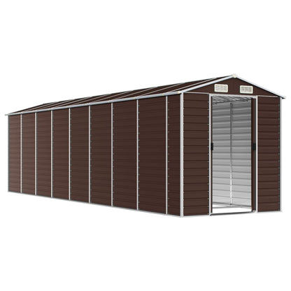 Garden Shed Brown 191x725x198 cm Galvanised Steel