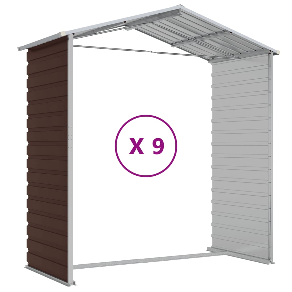 Garden Shed Brown 191x810x198 cm Galvanised Steel