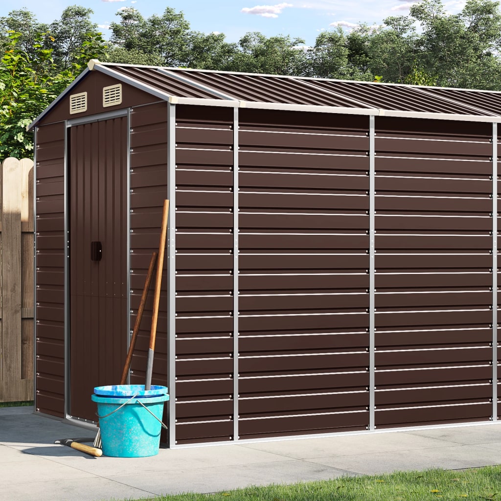 Garden Shed Brown 191x980x198 cm Galvanised Steel