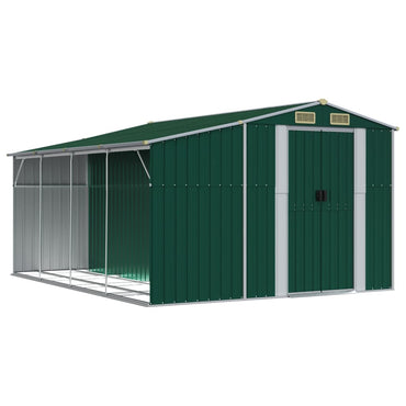 Garden Shed Green 277x365.5x179 cm Galvanised Steel