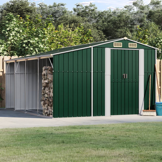 Garden Shed Green 277x365,5x179 cm Galvanised Steel