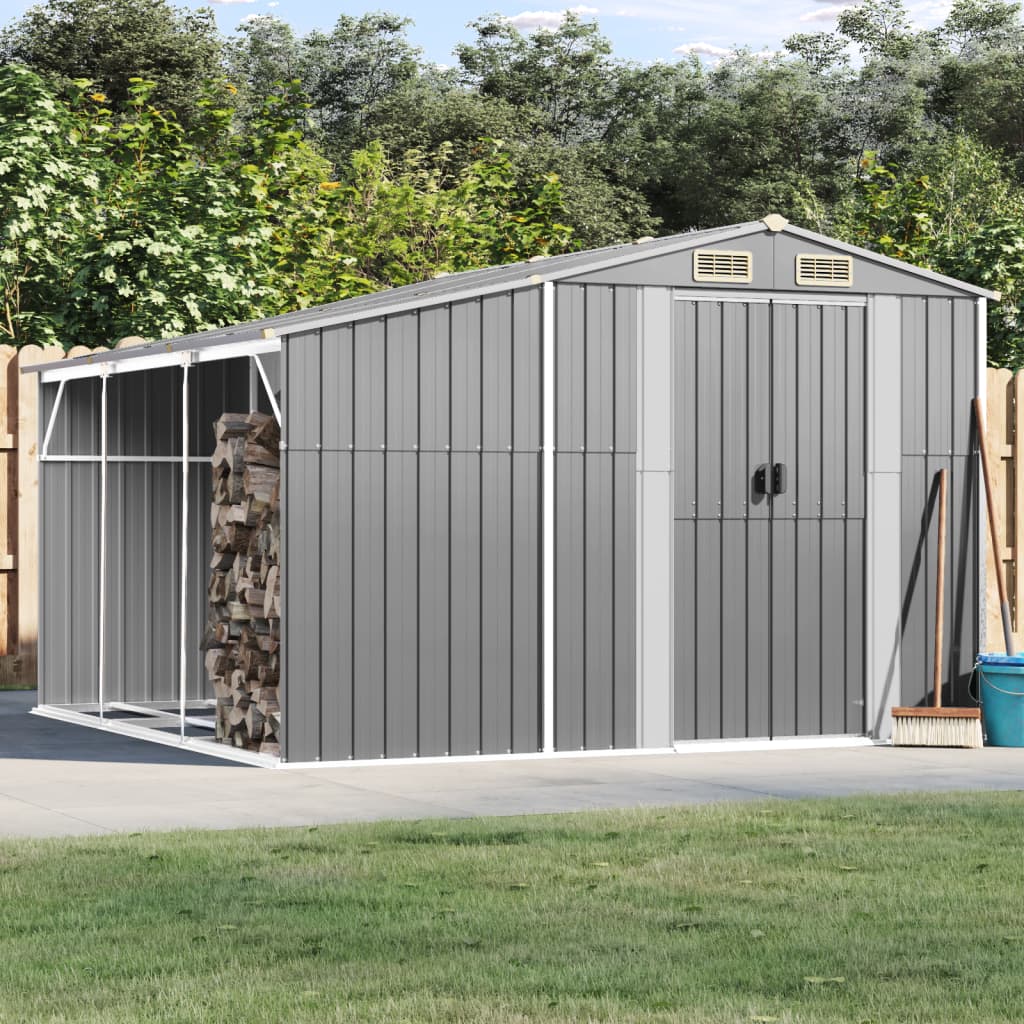 Garden Shed Grey 277x279x179 cm Galvanised Steel