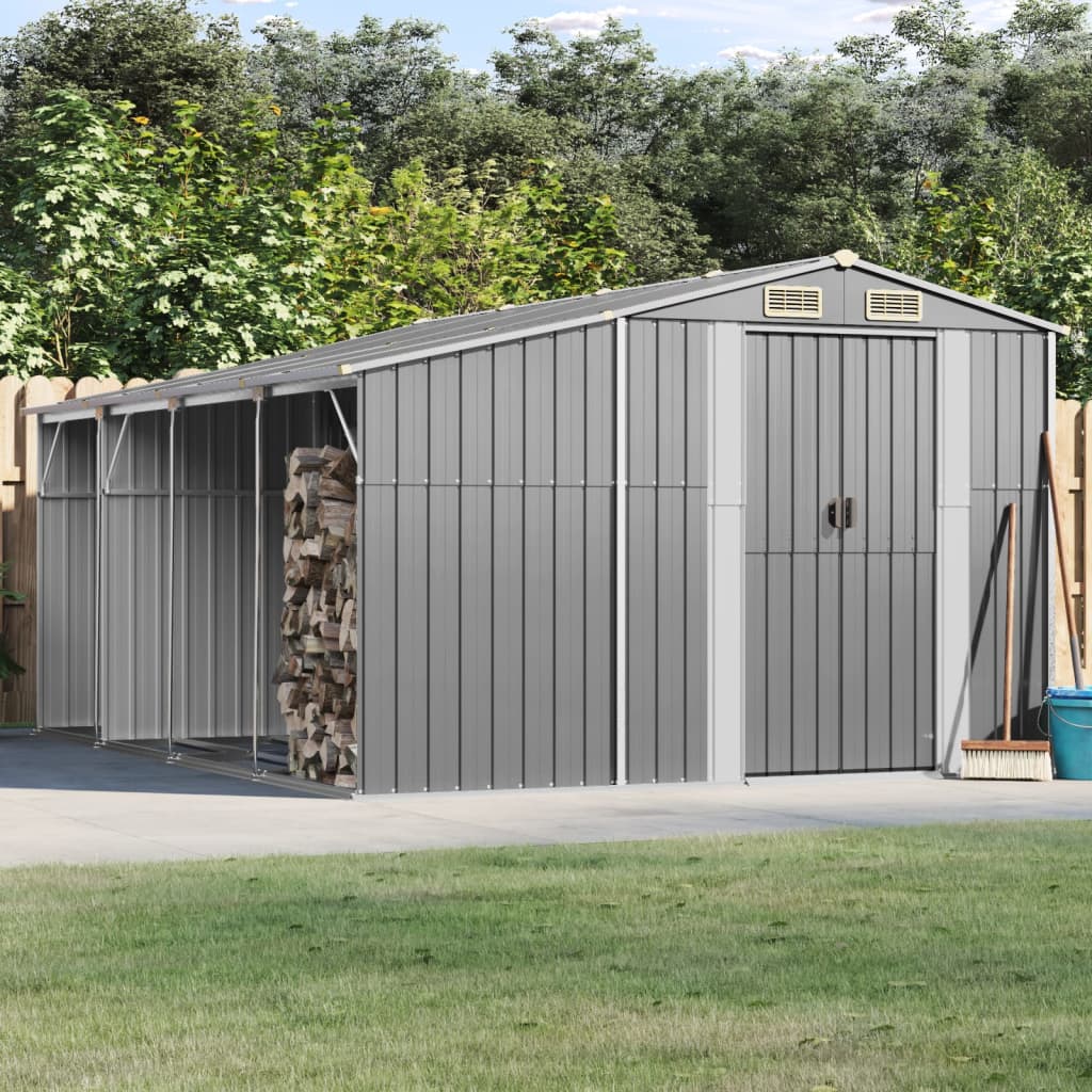 Garden Shed Grey 277x365.5x179 cm Galvanised Steel