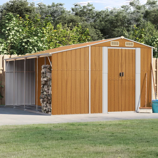 Garden Shed Light Brown 277x365,5x179 cm Galvanised Steel