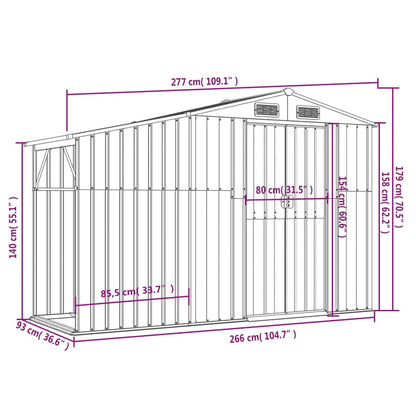 Garden Shed Anthracite 277x93x179 cm Galvanised Steel