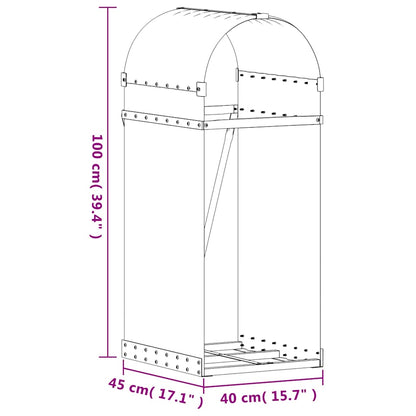 Log Holder Light Grey 40x45x100 cm Galvanised Steel
