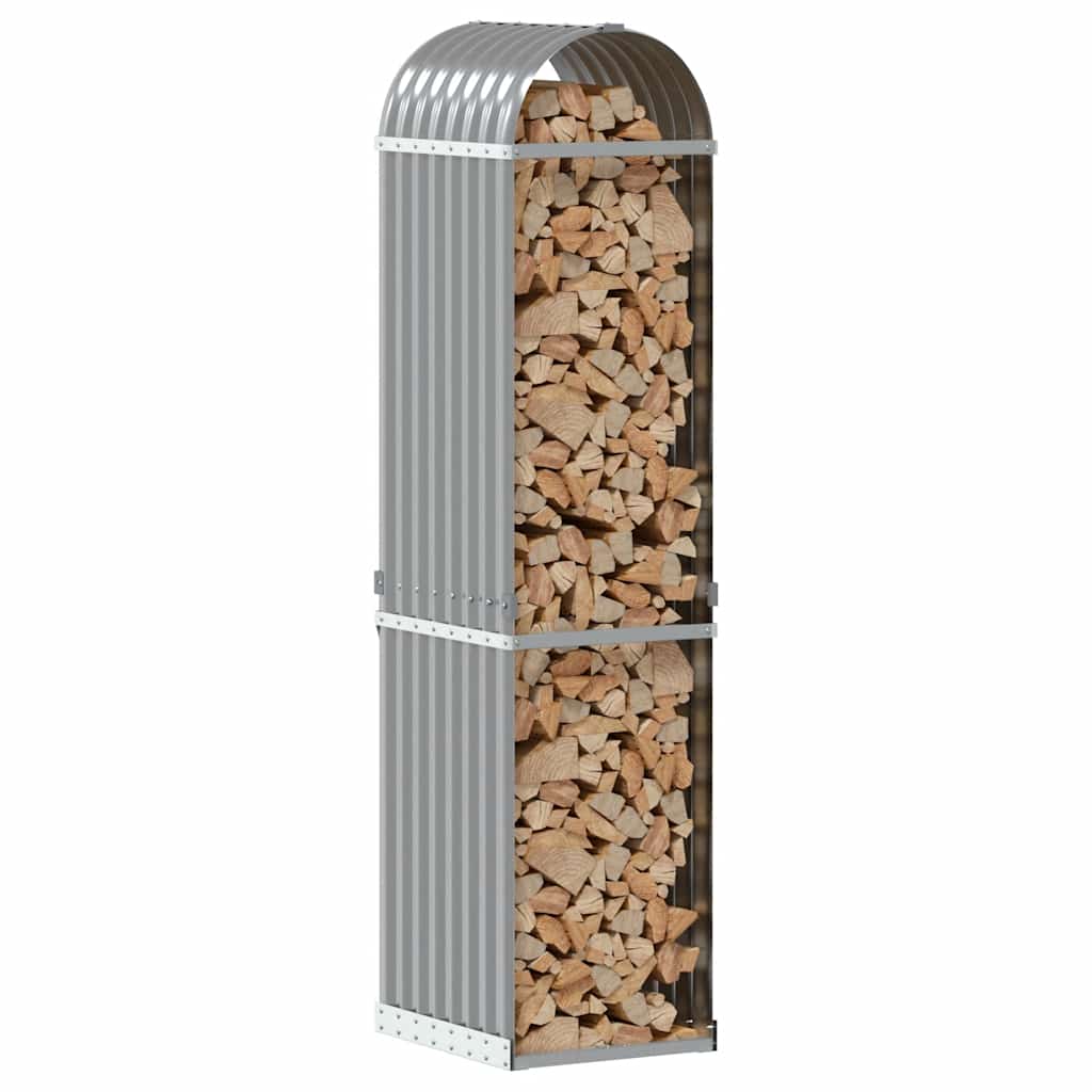 Log Holder Light Grey 40x45x170 cm Galvanised Steel