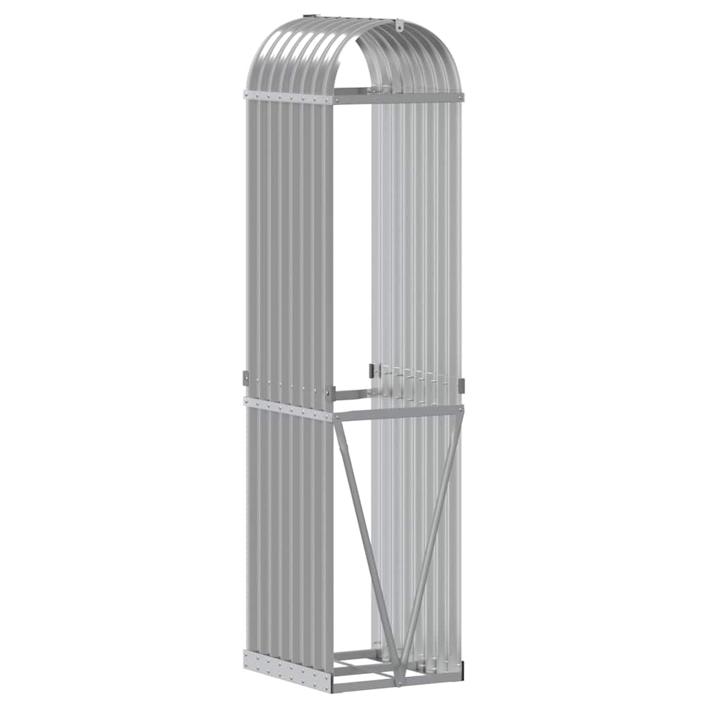 Log Holder Light Grey 40x45x170 cm Galvanised Steel