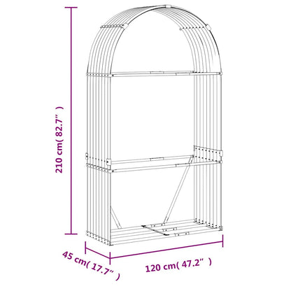 Log Holder Light Grey 120x45x210 cm Galvanised Steel