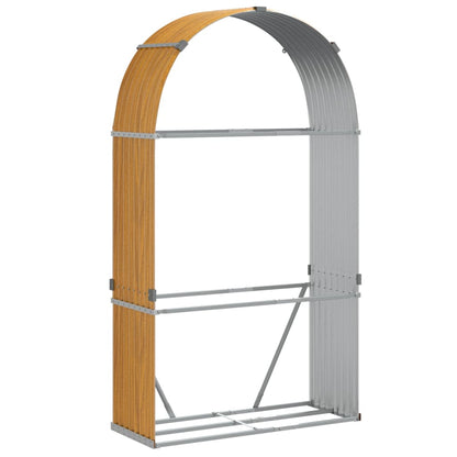 Log Holder Wood Look 120x45x210 cm Galvanised Steel