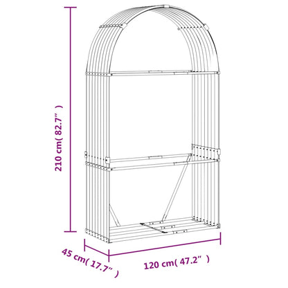 Log Holder Wood Look 120x45x210 cm Galvanised Steel