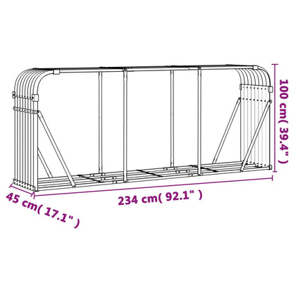 Log Holder Wood Look 234x45x100 cm Galvanised Steel