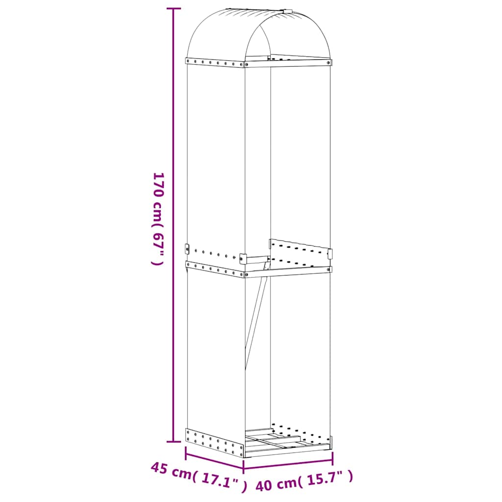 Log Holder Silver 40x45x170 cm Galvanised Steel