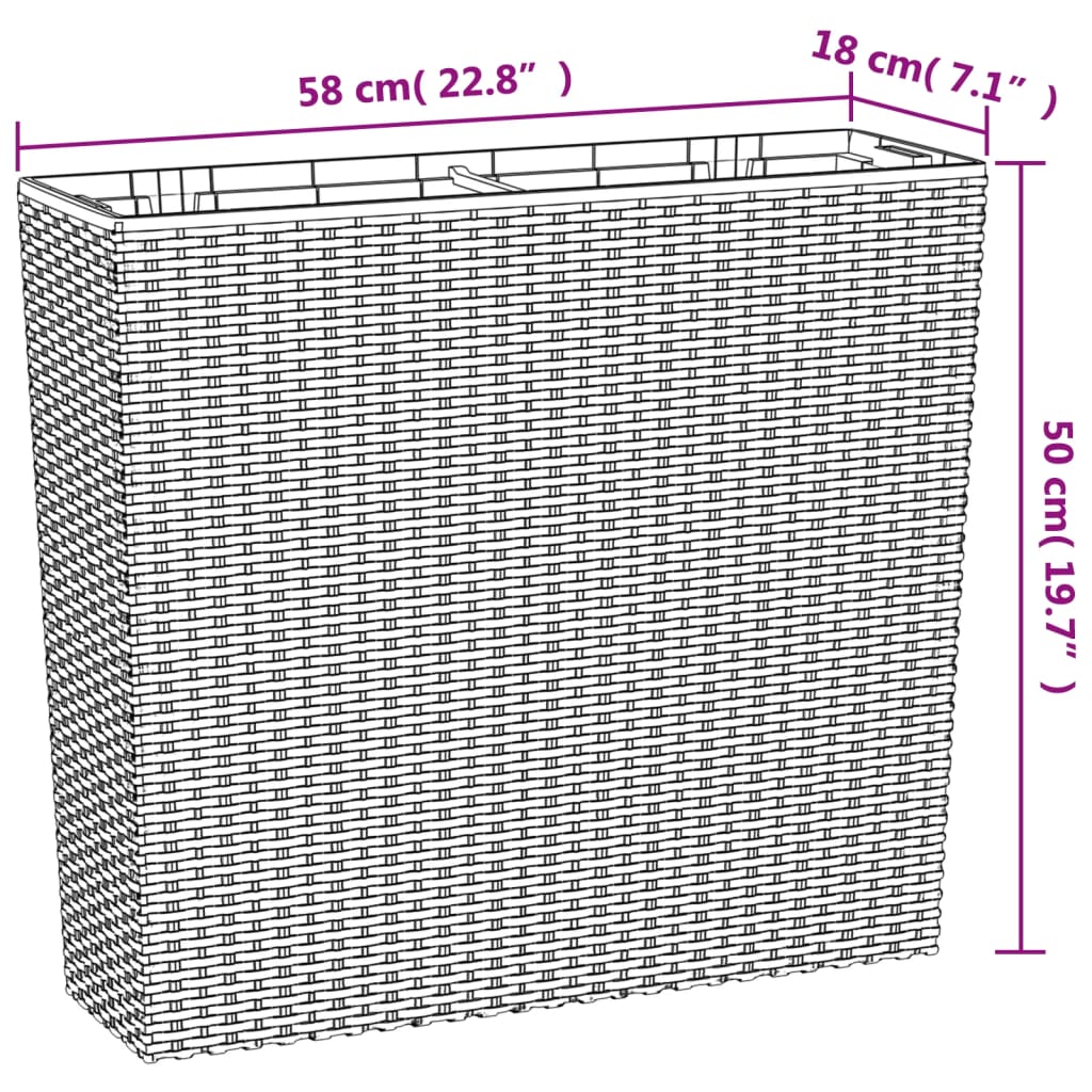 Planter with Removable Inner Anthracite 12 / 44 L PP Rattan