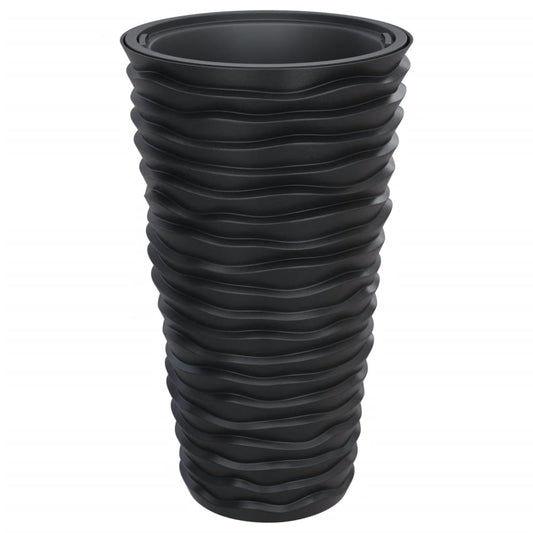 Planter with Removable Inner Anthracite 8/22 L PP Grooved Look