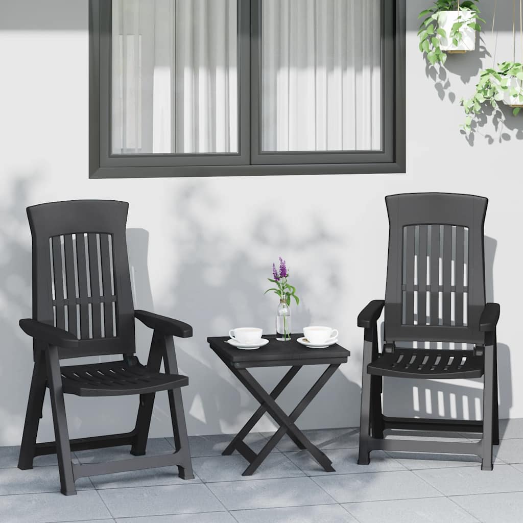 Garden Reclining Chair | Set of 2 | Anthracite | Polypropylene (PP)