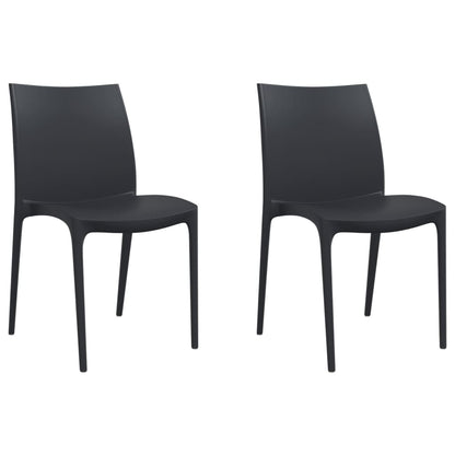 Garden Chair | Set of 2 | Anthracite | Polypropylene | 50x46x80 cm
