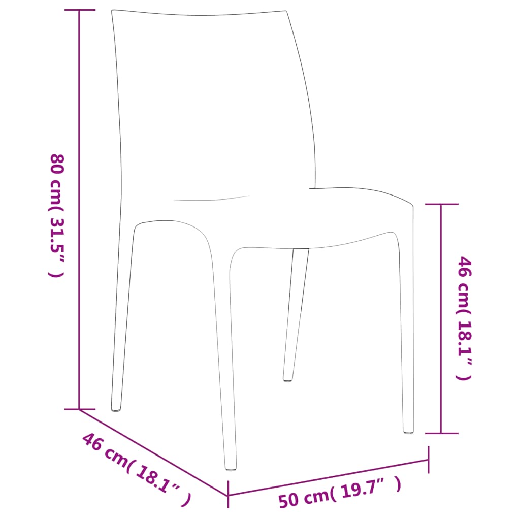 Garden Chair | Set of 2 | Anthracite | Polypropylene | 50x46x80 cm