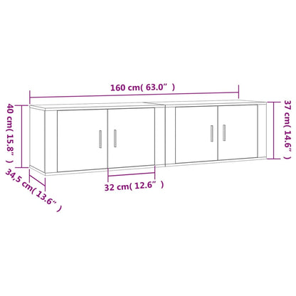 Wall-mounted TV Cabinets 2 pcs Concrete Grey 80x34.5x40 cm