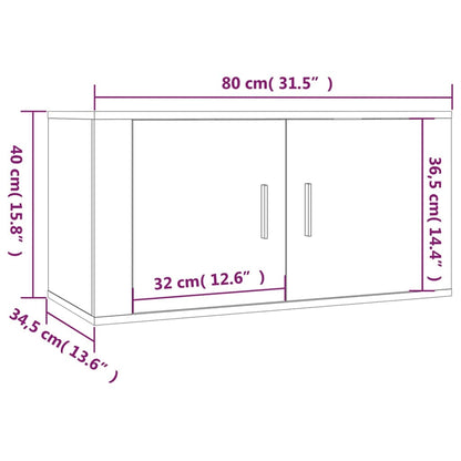 Wall-mounted TV Cabinets 2 pcs Concrete Grey 80x34.5x40 cm