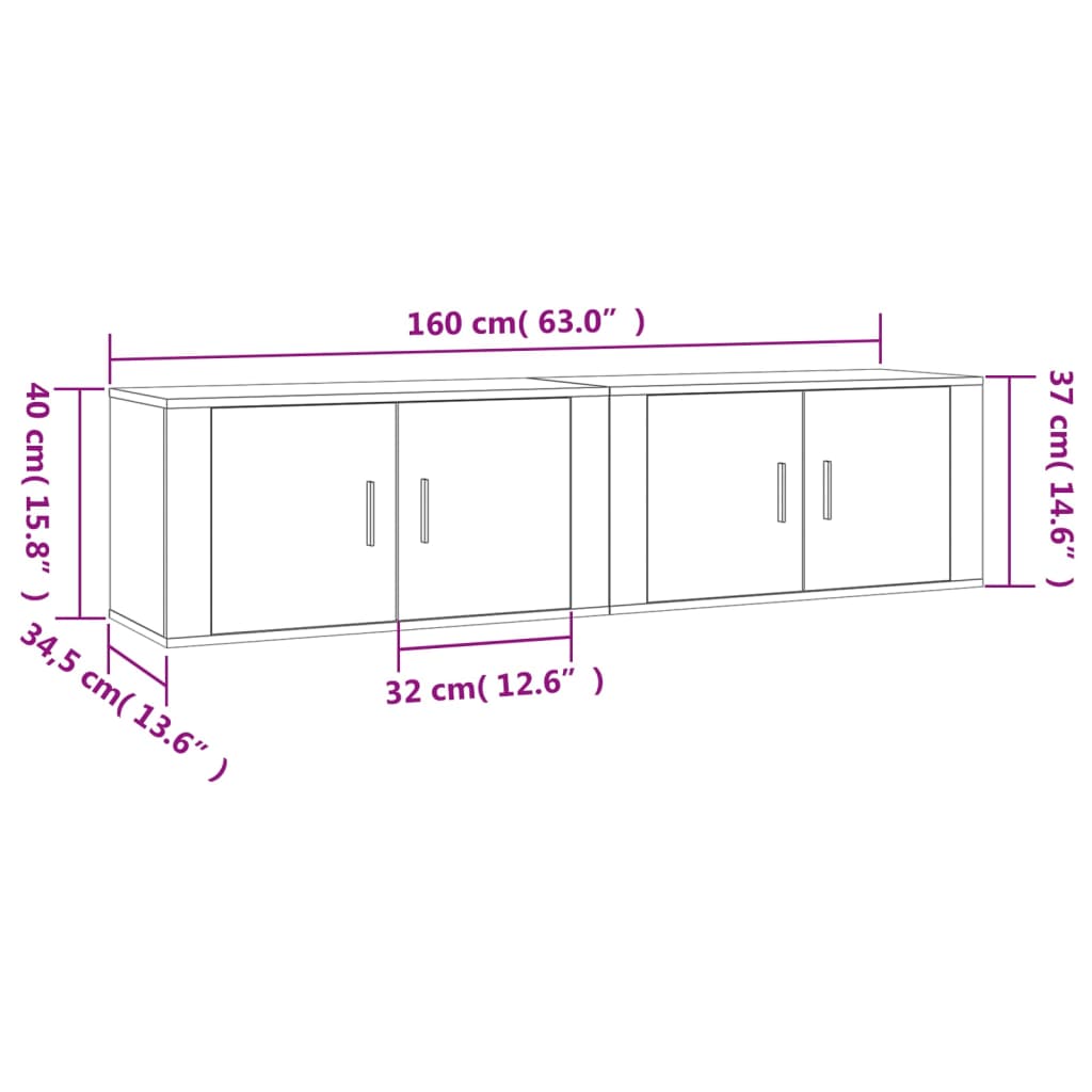 Wall-mounted TV Cabinets 2 pcs Smoked Oak 80x34.5x40 cm