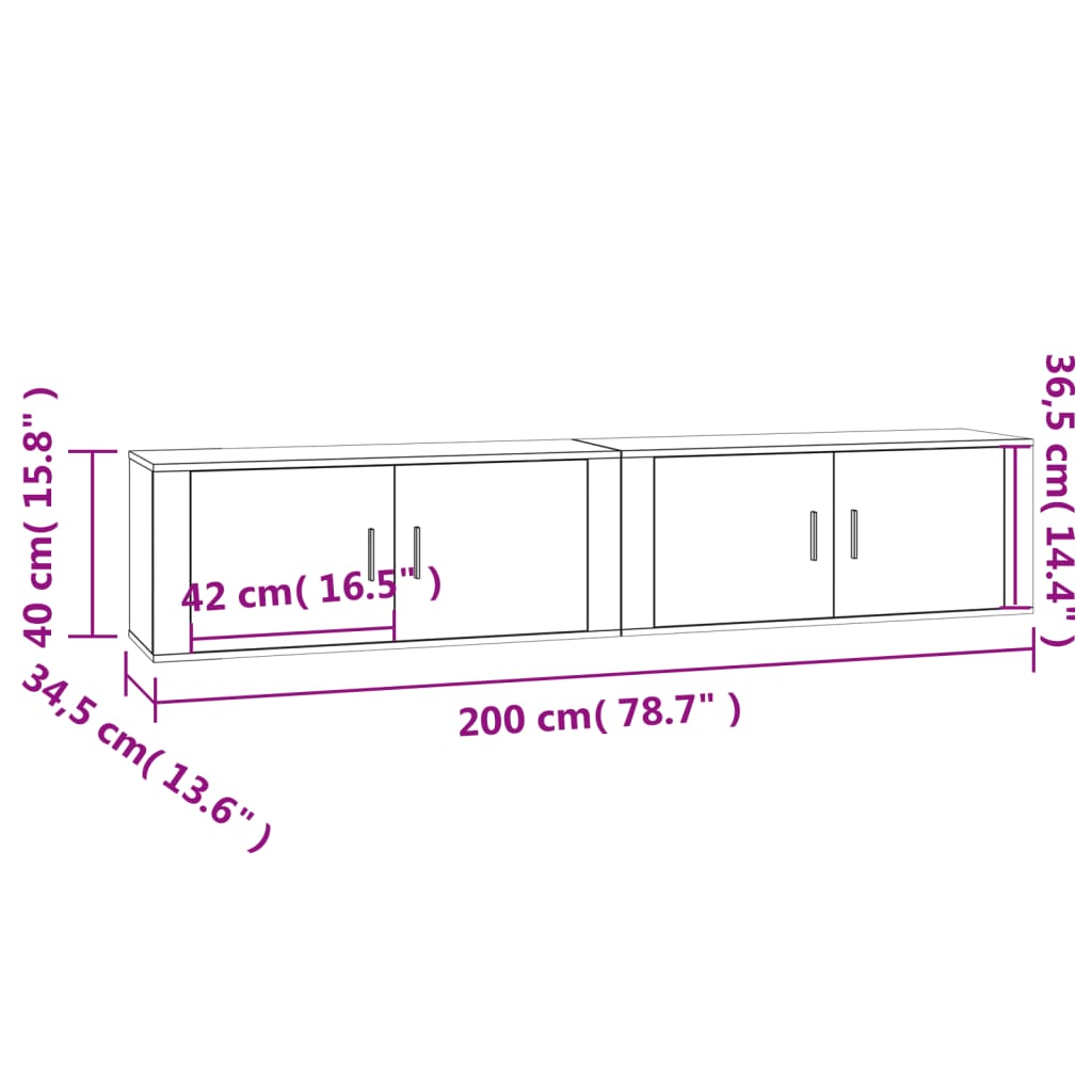 Wall-mounted TV Cabinets 2 pcs Smoked Oak 100x34.5x40 cm