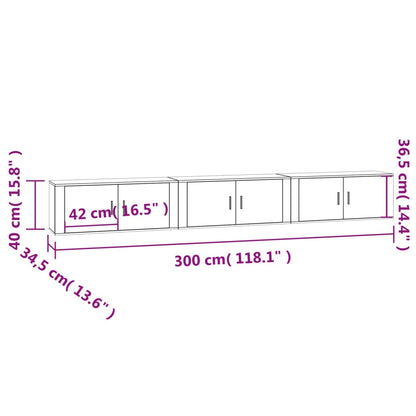 Wall-mounted TV Cabinets 3 pcs White 100x34.5x40 cm