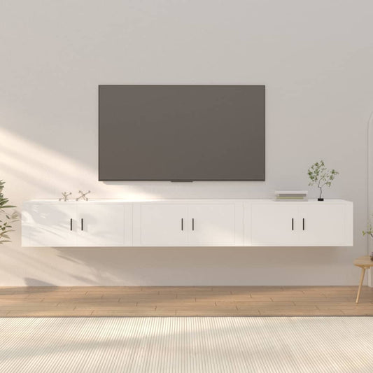 3 Piece Wall-mounted TV Cabinet Set White 100x34,5x40 cm