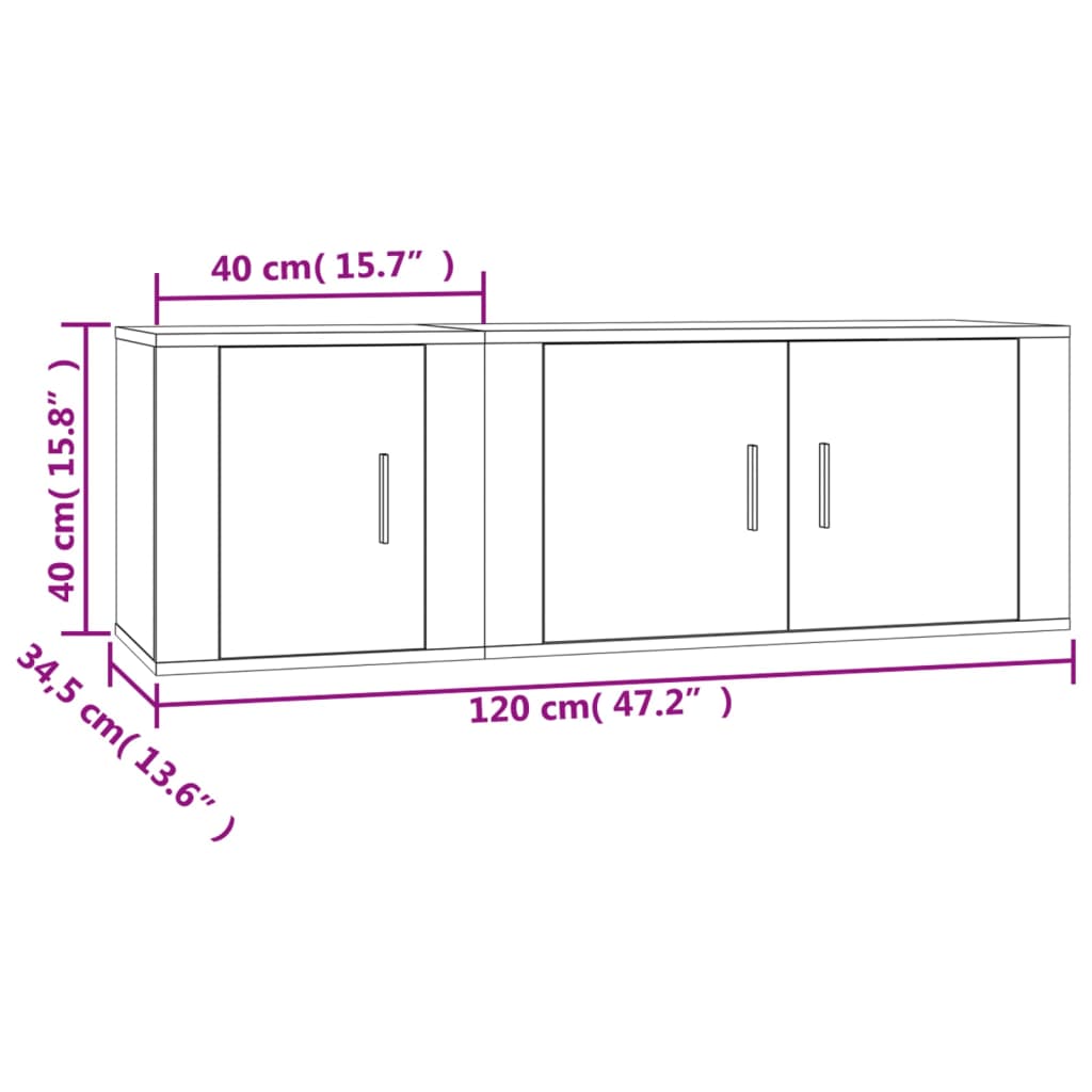 2 Piece TV Cabinet Set Smoked Oak Engineered Wood