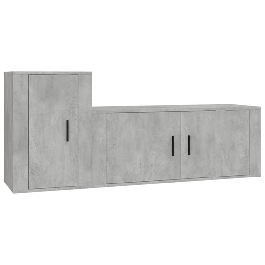 2 Piece TV Cabinet Set Concrete Grey Engineered Wood