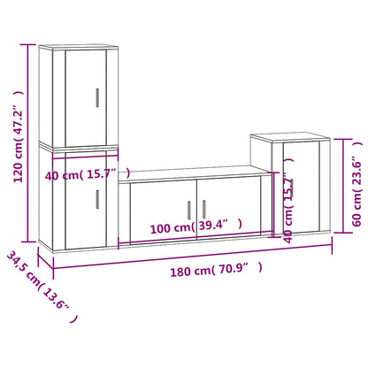 4 Piece TV Cabinet Set Concrete Grey Engineered Wood